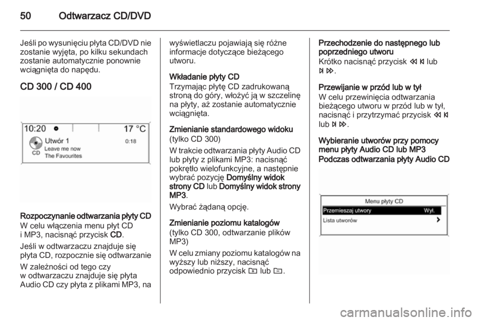 OPEL MERIVA 2011.5  Instrukcja obsługi systemu audio-nawigacyjnego (in Polish) 