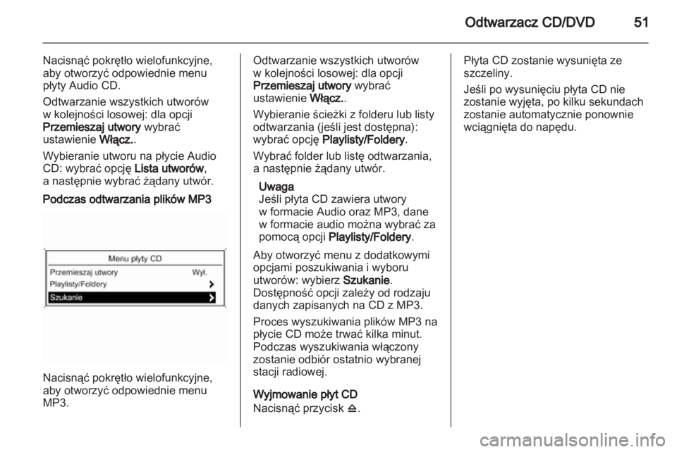 OPEL MERIVA 2011.5  Instrukcja obsługi systemu audio-nawigacyjnego (in Polish) 