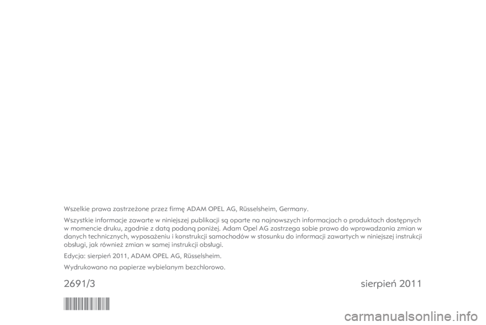 OPEL MERIVA 2012  Instrukcja obsługi systemu audio-nawigacyjnego (in Polish) 