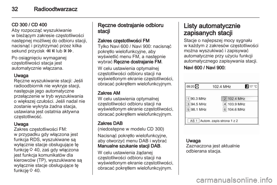 OPEL MERIVA 2012  Instrukcja obsługi systemu audio-nawigacyjnego (in Polish) 