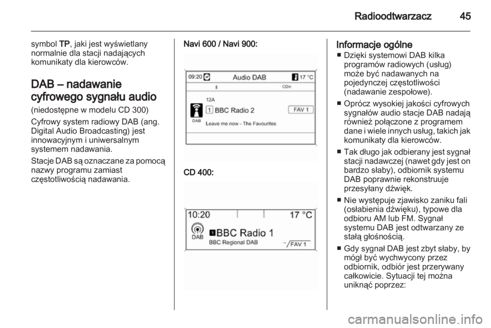 OPEL MERIVA 2012  Instrukcja obsługi systemu audio-nawigacyjnego (in Polish) 