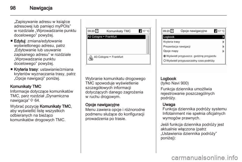 OPEL MERIVA 2012  Instrukcja obsługi systemu audio-nawigacyjnego (in Polish) 