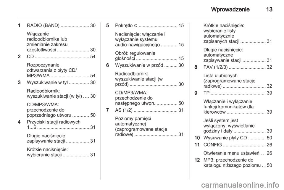 OPEL MERIVA 2012.5  Instrukcja obsługi systemu audio-nawigacyjnego (in Polish) 