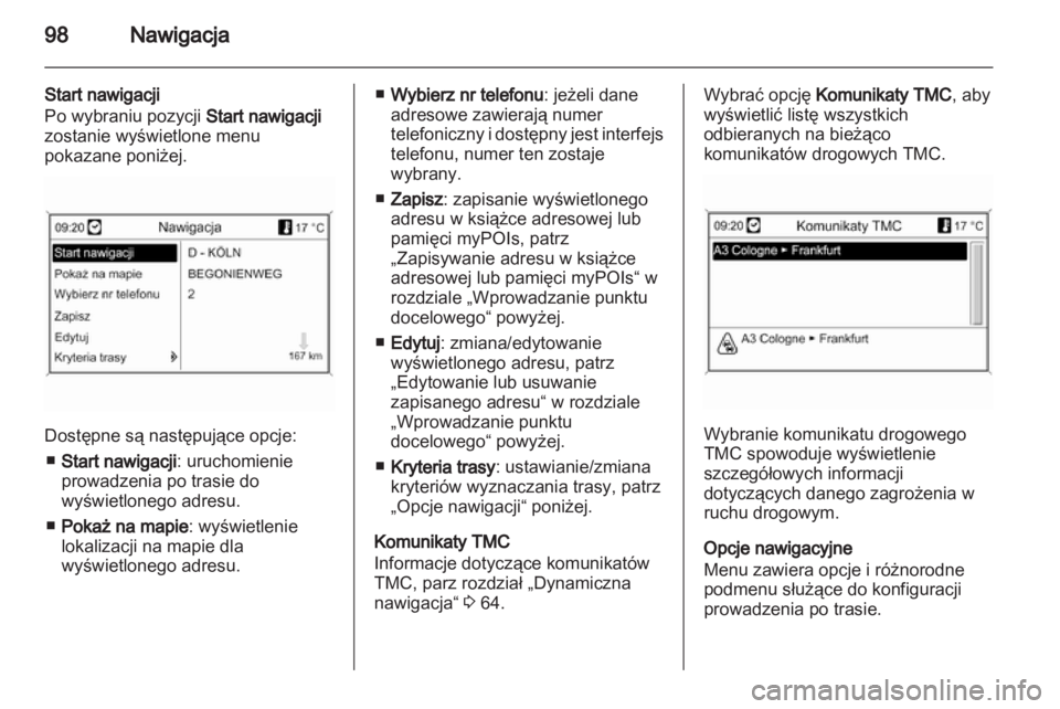 OPEL MERIVA 2013.5  Instrukcja obsługi systemu audio-nawigacyjnego (in Polish) 