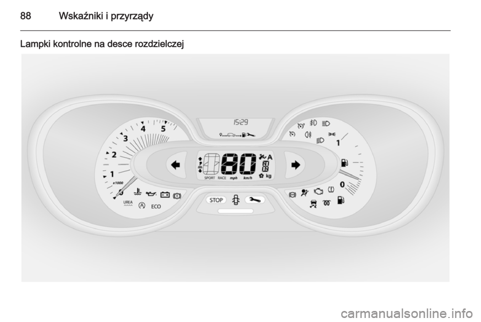 OPEL VIVARO B 2014.5  Instrukcja obsługi (in Polish) 88Wskaźniki i przyrządy
Lampki kontrolne na desce rozdzielczej 