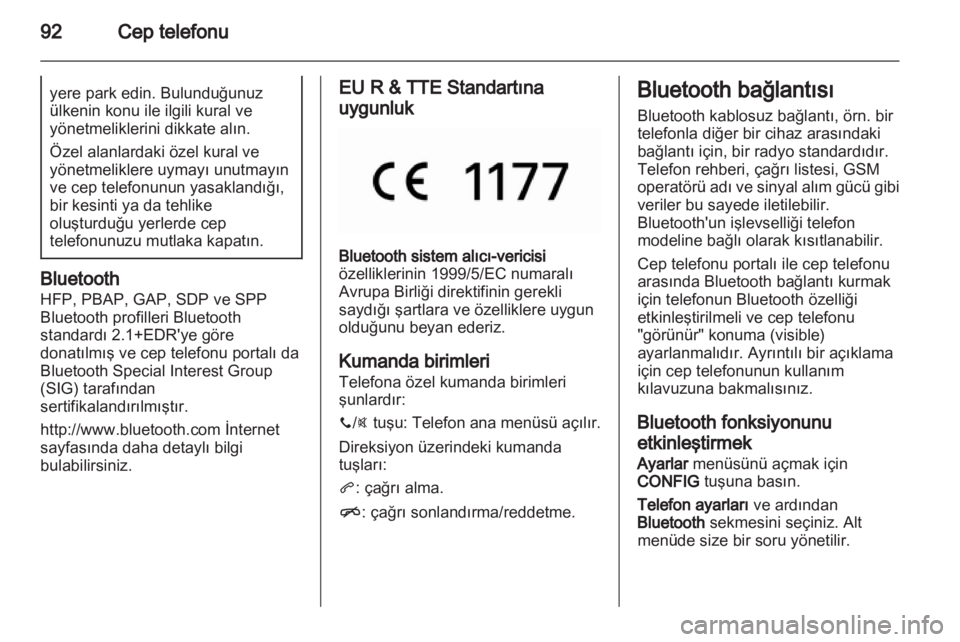 OPEL ADAM 2013  Bilgi ve Eğlence Sistemi Kılavuzu (in Turkish) 