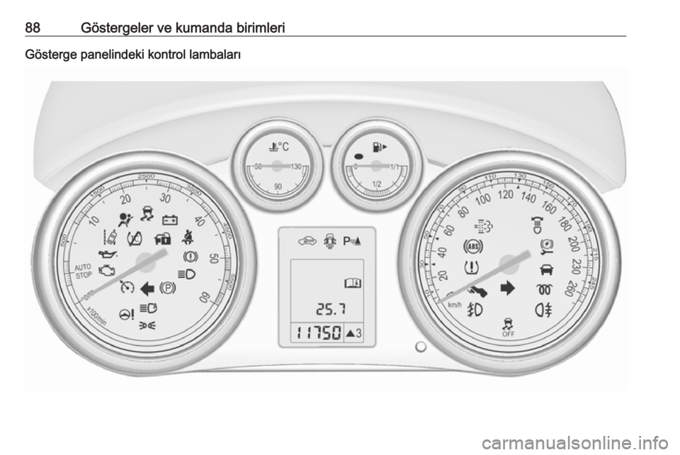OPEL ASTRA J 2018.5  Sürücü El Kitabı (in Turkish) 88Göstergeler ve kumanda birimleriGösterge panelindeki kontrol lambaları 