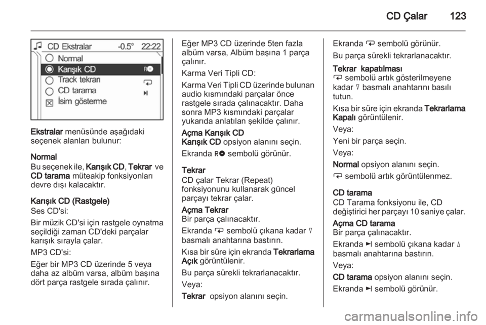 OPEL CORSA 2013  Bilgi ve Eğlence Sistemi Kılavuzu (in Turkish) 