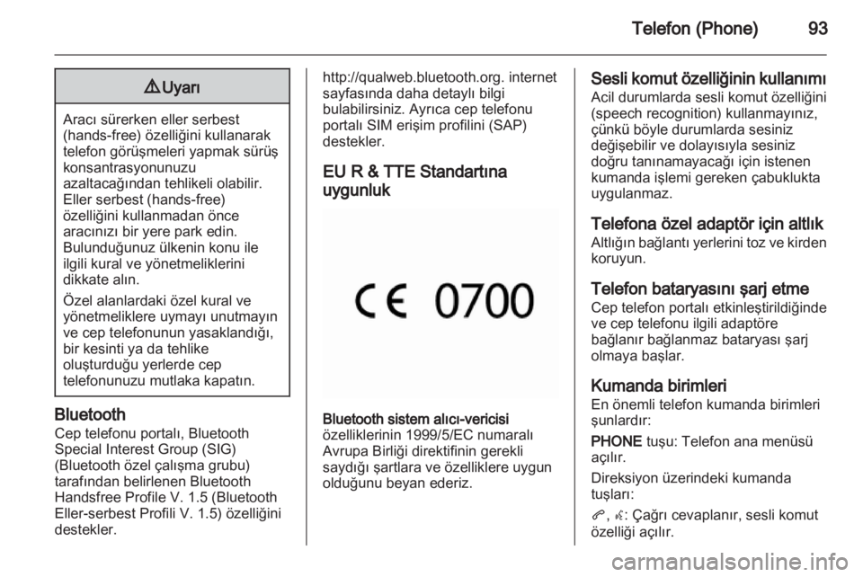 OPEL MERIVA 2011.5  Bilgi ve Eğlence Sistemi Kılavuzu (in Turkish) 