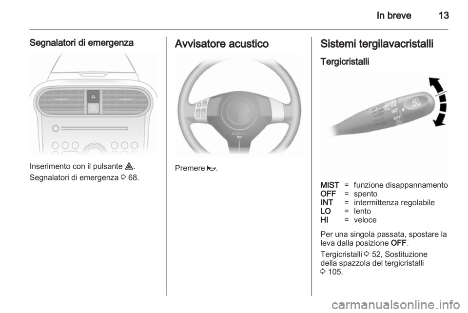 OPEL AGILA 2012  Manuale di uso e manutenzione (in Italian) 