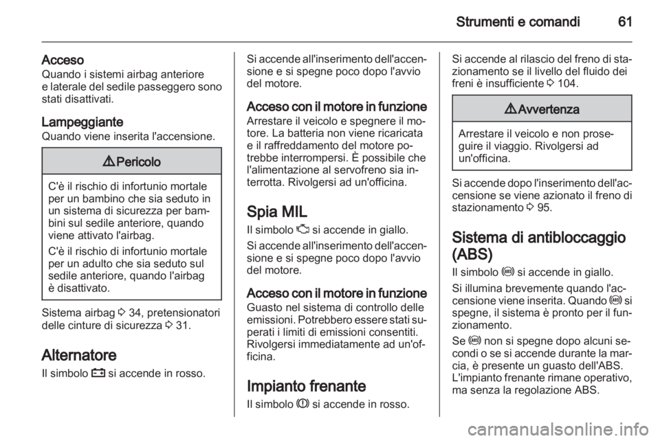 OPEL AGILA 2012  Manuale di uso e manutenzione (in Italian) 
