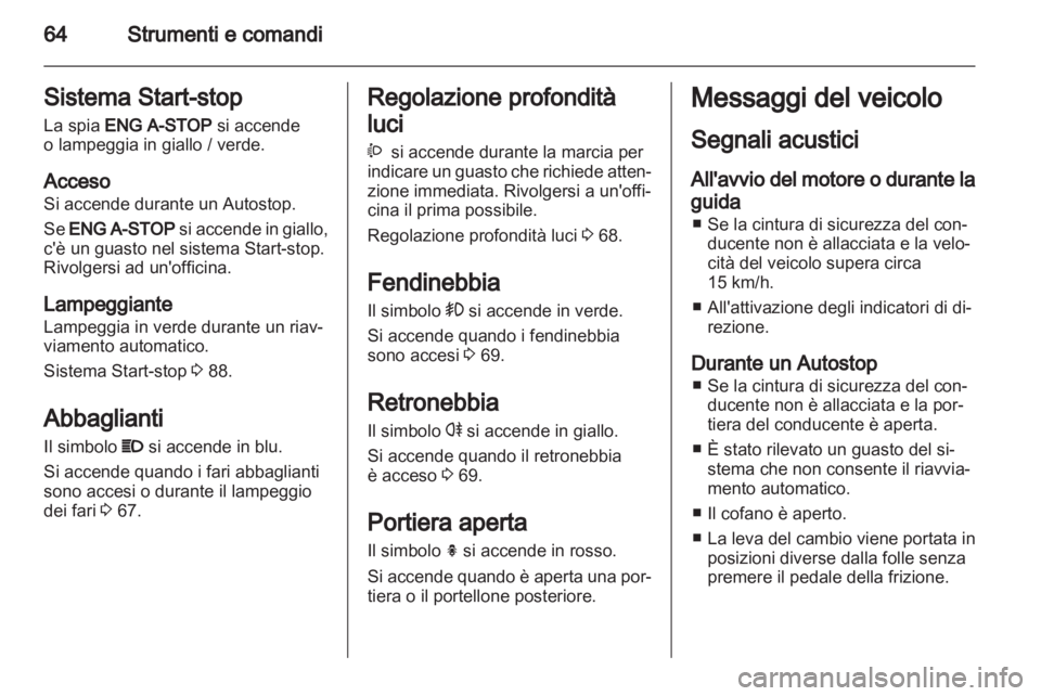 OPEL AGILA 2012  Manuale di uso e manutenzione (in Italian) 