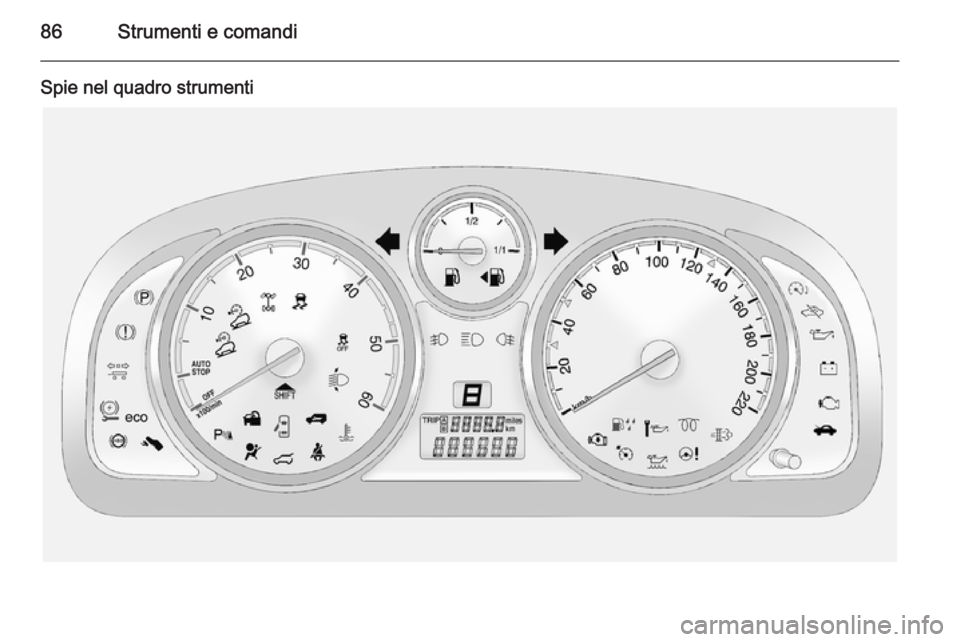 OPEL ANTARA 2014.5  Manuale di uso e manutenzione (in Italian) 86Strumenti e comandi
Spie nel quadro strumenti 