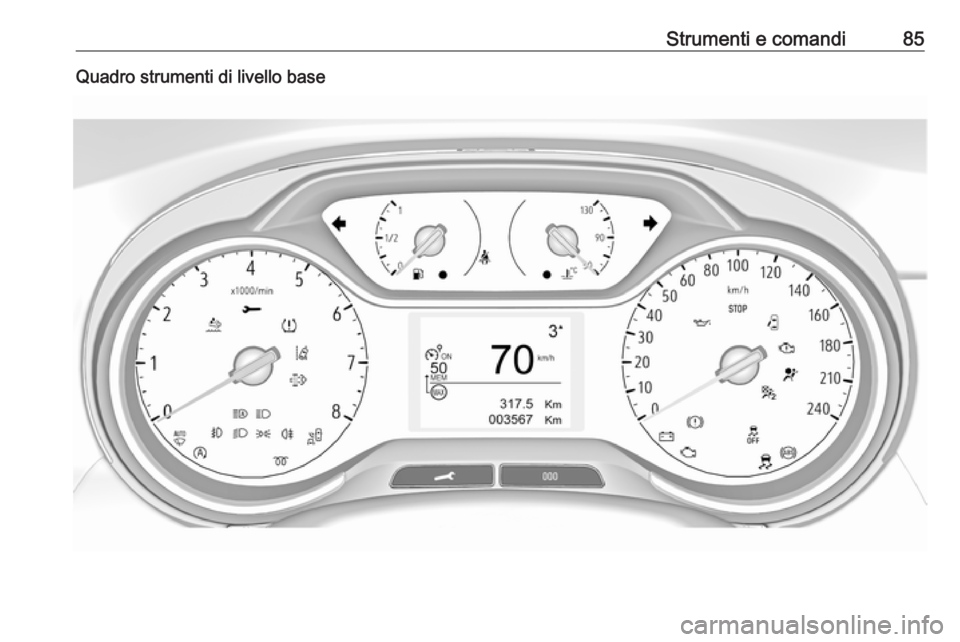 OPEL CROSSLAND X 2018  Manuale di uso e manutenzione (in Italian) Strumenti e comandi85Quadro strumenti di livello base 
