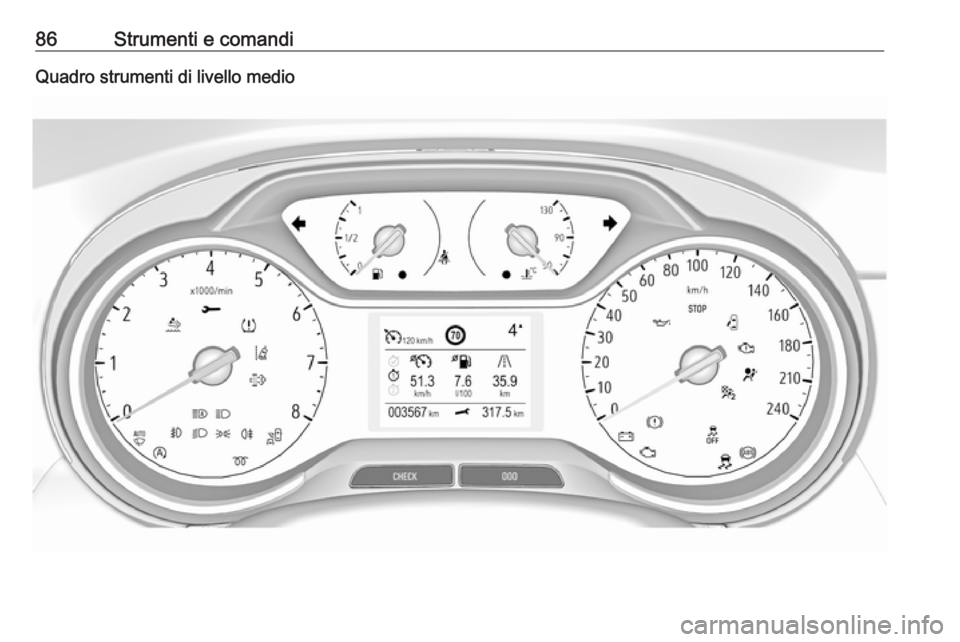 OPEL CROSSLAND X 2018  Manuale di uso e manutenzione (in Italian) 86Strumenti e comandiQuadro strumenti di livello medio 