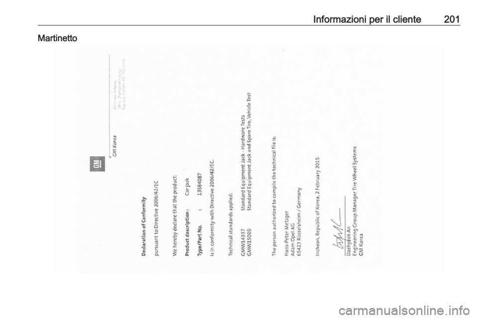 OPEL KARL 2018  Manuale di uso e manutenzione (in Italian) Informazioni per il cliente201Martinetto 