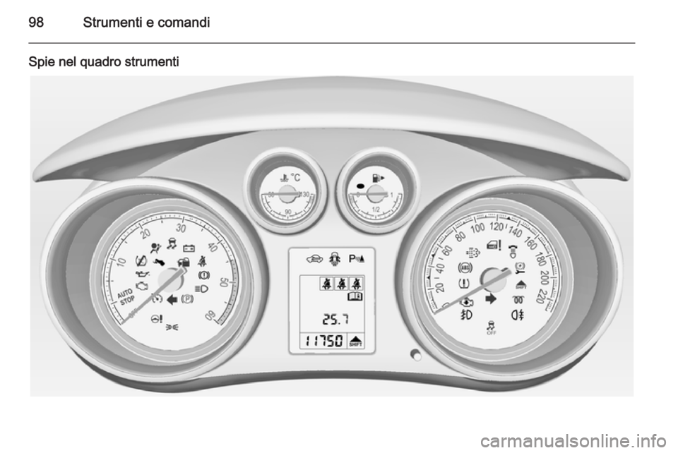 OPEL MERIVA 2015  Manuale di uso e manutenzione (in Italian) 98Strumenti e comandi
Spie nel quadro strumenti 