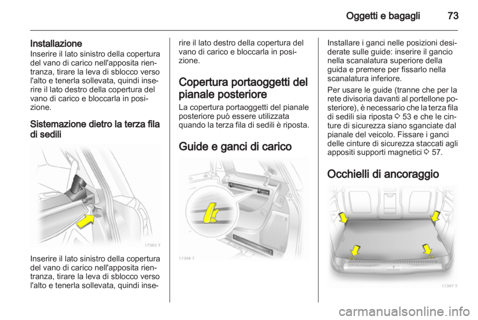 OPEL ZAFIRA 2011  Manuale di uso e manutenzione (in Italian) 