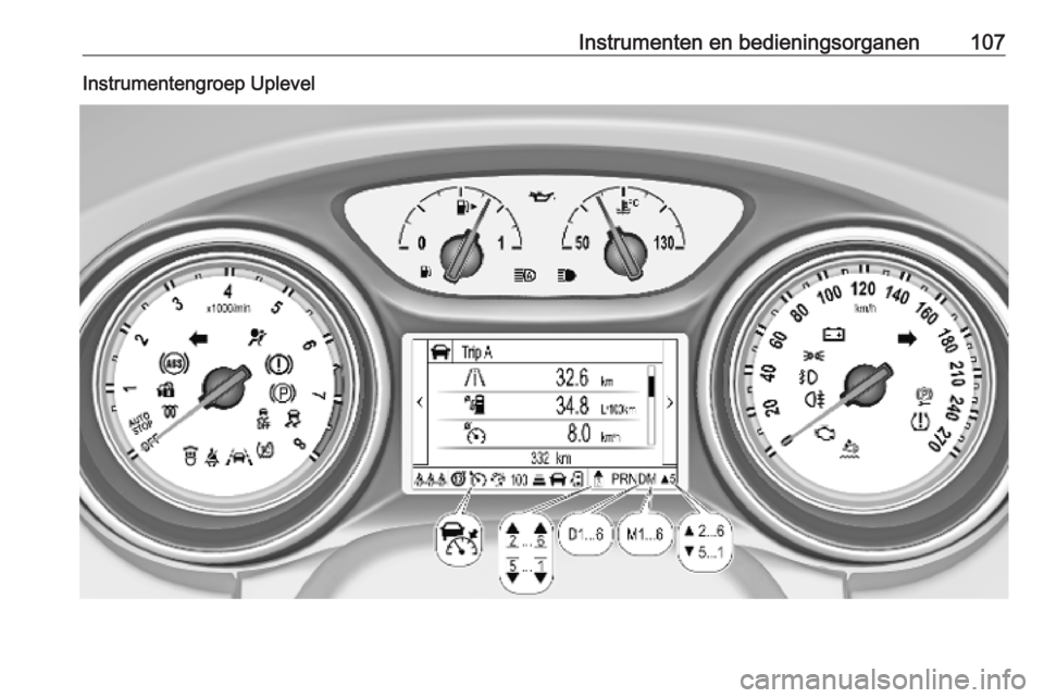 OPEL ASTRA K 2018.5  Gebruikershandleiding (in Dutch) Instrumenten en bedieningsorganen107Instrumentengroep Uplevel 