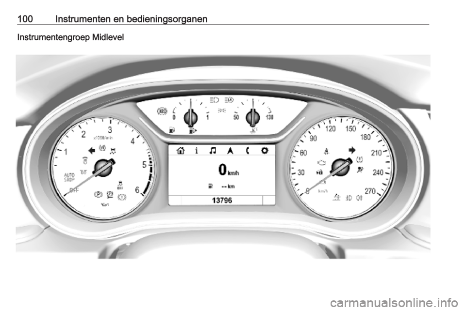 OPEL INSIGNIA BREAK 2019  Gebruikershandleiding (in Dutch) 100Instrumenten en bedieningsorganenInstrumentengroep Midlevel 