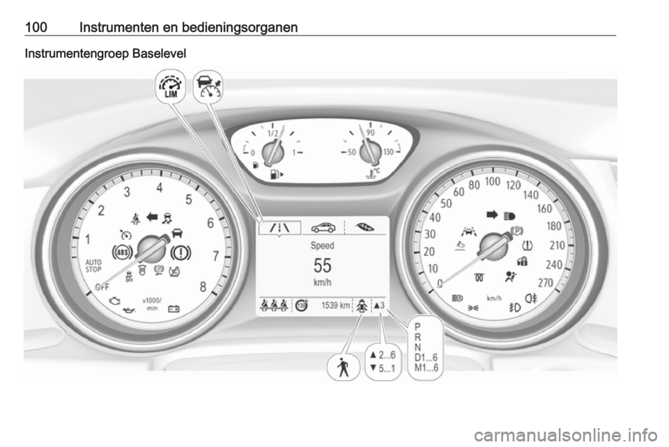 OPEL INSIGNIA BREAK 2020  Gebruikershandleiding (in Dutch) 100Instrumenten en bedieningsorganenInstrumentengroep Baselevel 