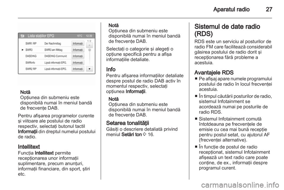 OPEL ADAM 2013.5  Manual pentru sistemul Infotainment (in Romanian) 