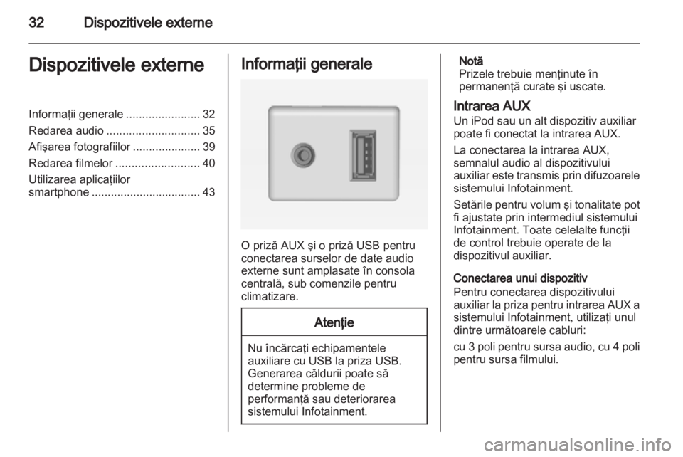 OPEL ADAM 2013.5  Manual pentru sistemul Infotainment (in Romanian) 