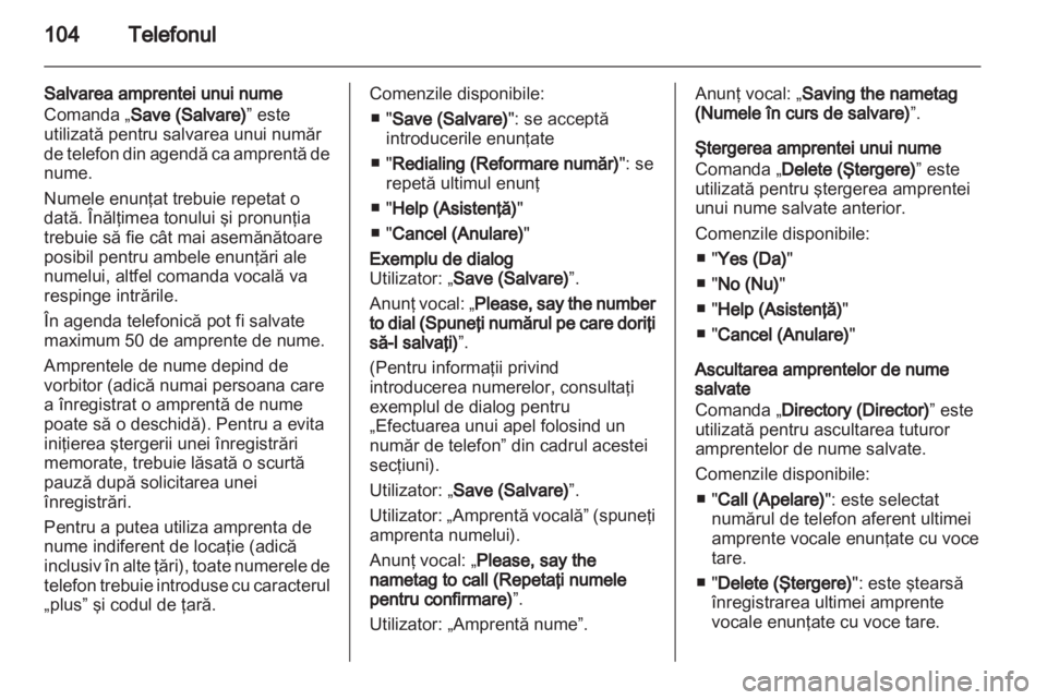 OPEL AMPERA 2013  Manual pentru sistemul Infotainment (in Romanian) 