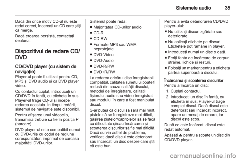 OPEL AMPERA 2013  Manual pentru sistemul Infotainment (in Romanian) 