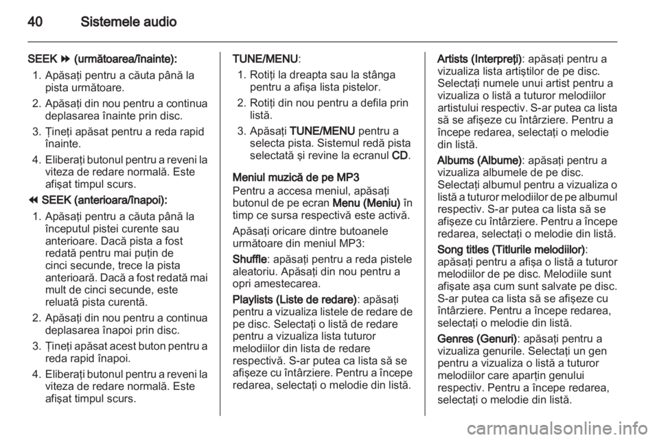 OPEL AMPERA 2013  Manual pentru sistemul Infotainment (in Romanian) 