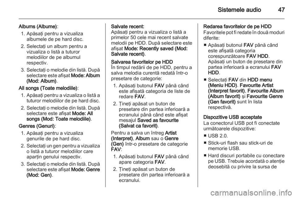 OPEL AMPERA 2013  Manual pentru sistemul Infotainment (in Romanian) 
