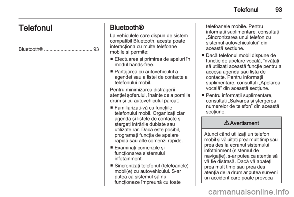 OPEL AMPERA 2013  Manual pentru sistemul Infotainment (in Romanian) 