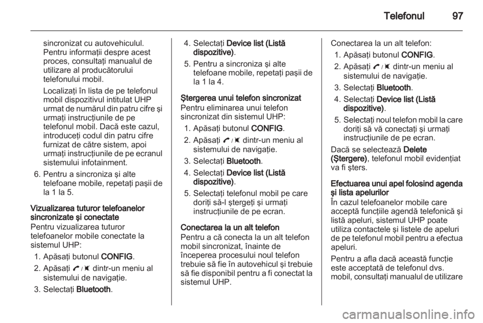 OPEL AMPERA 2013  Manual pentru sistemul Infotainment (in Romanian) 