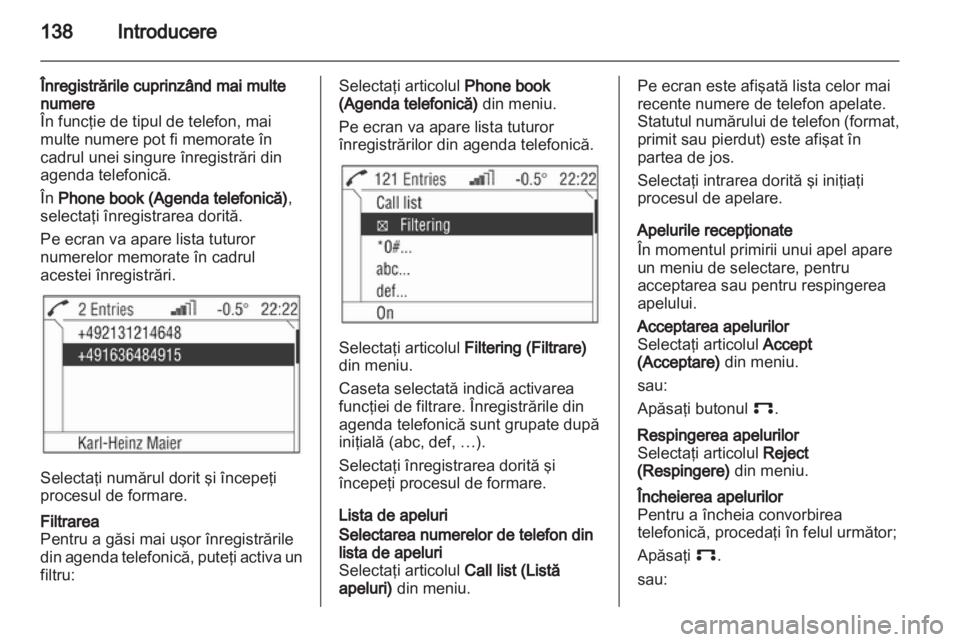 OPEL ANTARA 2012  Manual pentru sistemul Infotainment (in Romanian) 