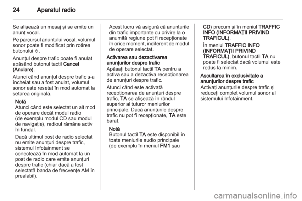 OPEL ANTARA 2012  Manual pentru sistemul Infotainment (in Romanian) 