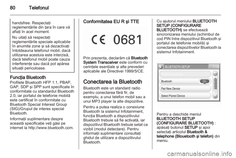 OPEL ANTARA 2012  Manual pentru sistemul Infotainment (in Romanian) 