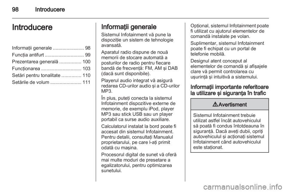 OPEL ANTARA 2013  Manual pentru sistemul Infotainment (in Romanian) 