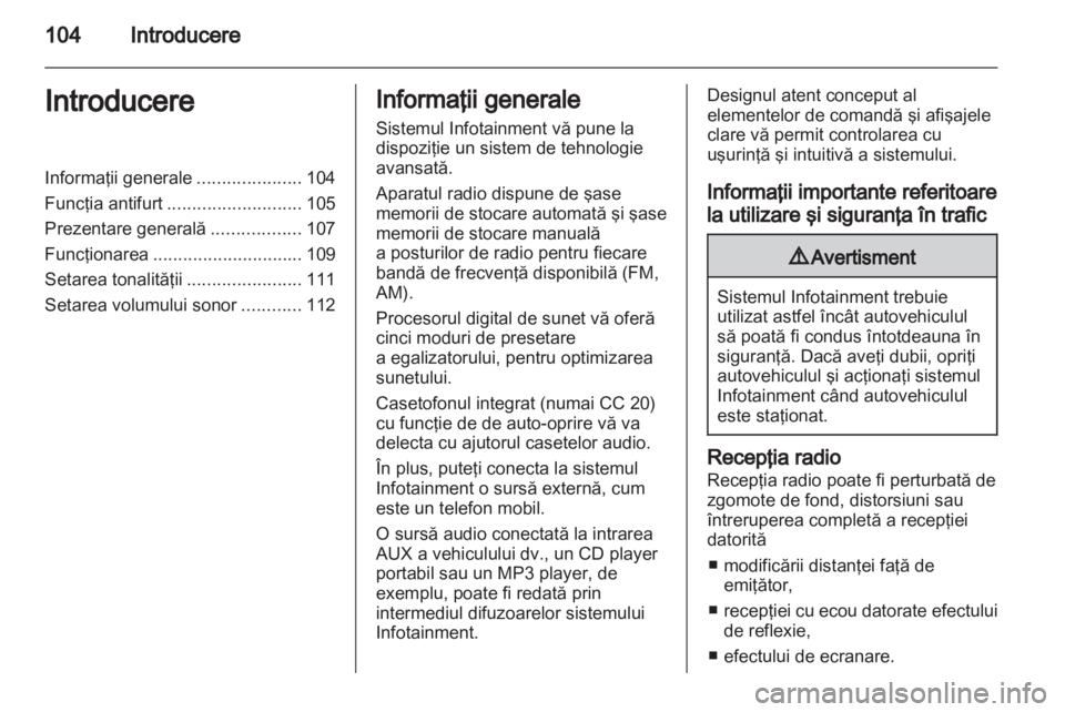 OPEL COMBO 2011  Manual pentru sistemul Infotainment (in Romanian) 