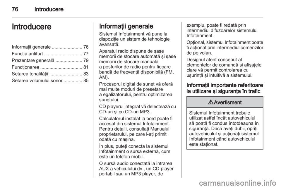 OPEL COMBO 2011  Manual pentru sistemul Infotainment (in Romanian) 