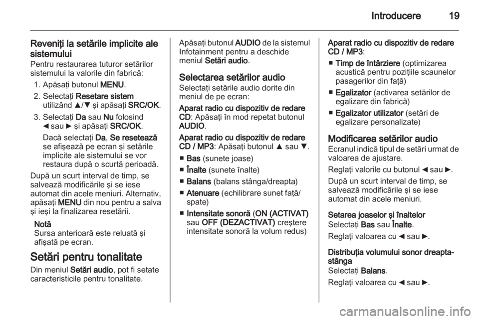 OPEL COMBO D 2013  Manual pentru sistemul Infotainment (in Romanian) 