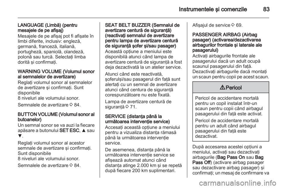 OPEL COMBO D 2013  Manual de utilizare (in Romanian) 