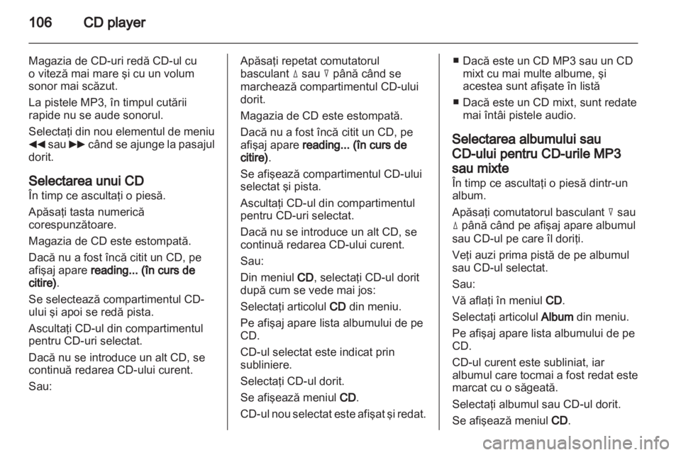 OPEL CORSA 2010.5  Manual pentru sistemul Infotainment (in Romanian) 