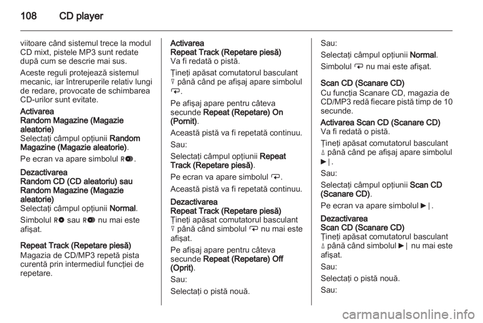 OPEL CORSA 2010.5  Manual pentru sistemul Infotainment (in Romanian) 