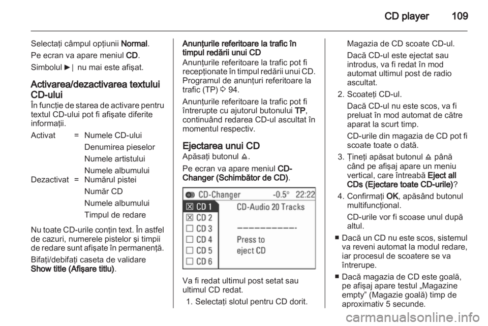 OPEL CORSA 2010.5  Manual pentru sistemul Infotainment (in Romanian) 