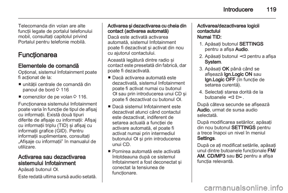 OPEL CORSA 2010.5  Manual pentru sistemul Infotainment (in Romanian) 