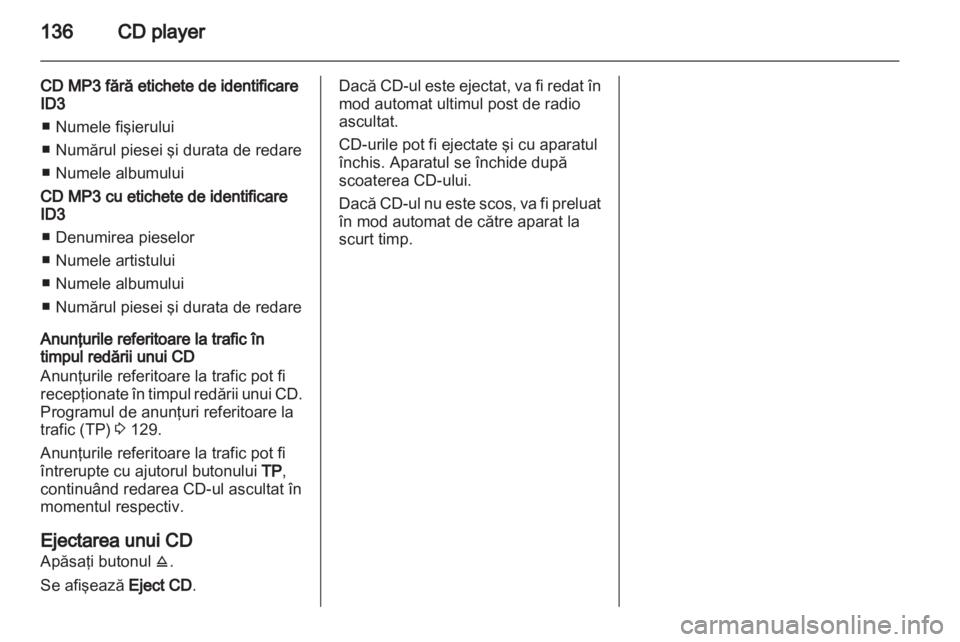 OPEL CORSA 2010.5  Manual pentru sistemul Infotainment (in Romanian) 