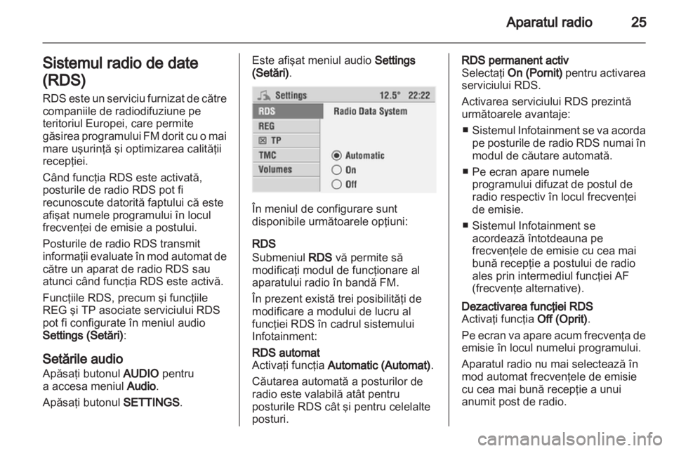 OPEL CORSA 2010.5  Manual pentru sistemul Infotainment (in Romanian) 