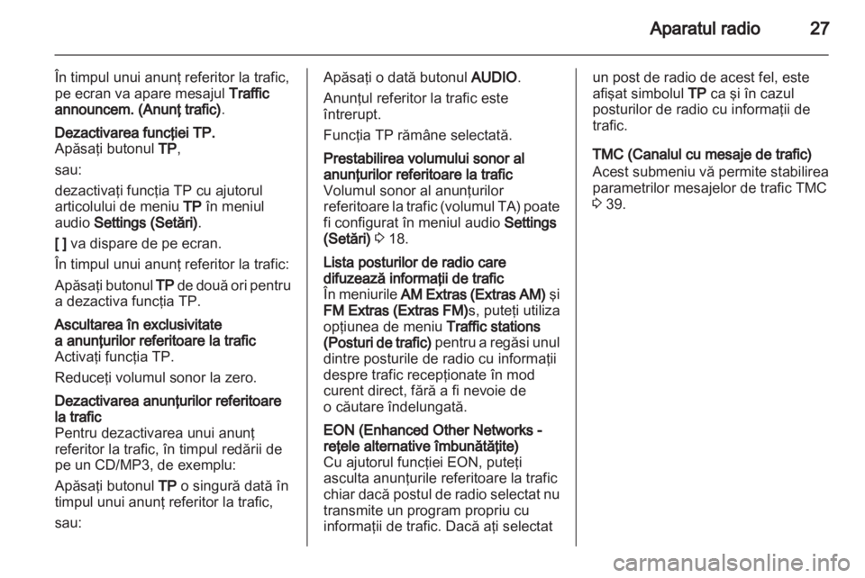 OPEL CORSA 2010.5  Manual pentru sistemul Infotainment (in Romanian) 