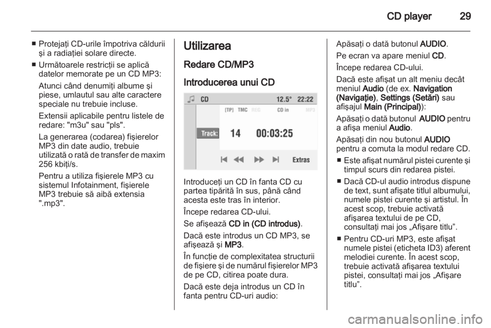 OPEL CORSA 2010.5  Manual pentru sistemul Infotainment (in Romanian) 