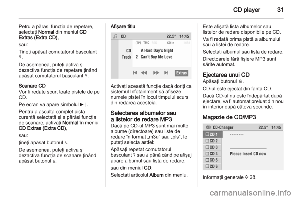 OPEL CORSA 2010.5  Manual pentru sistemul Infotainment (in Romanian) 